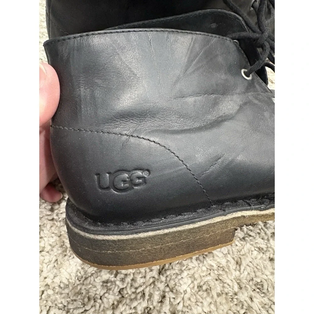 UGG Leighton Men's Black Leather Chukka Boots Size 10 3275 Shoes READ